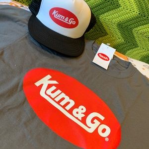 Kum & Go Medium Grey T-Shirt and Adjustable Trucker Hat Bundle.
